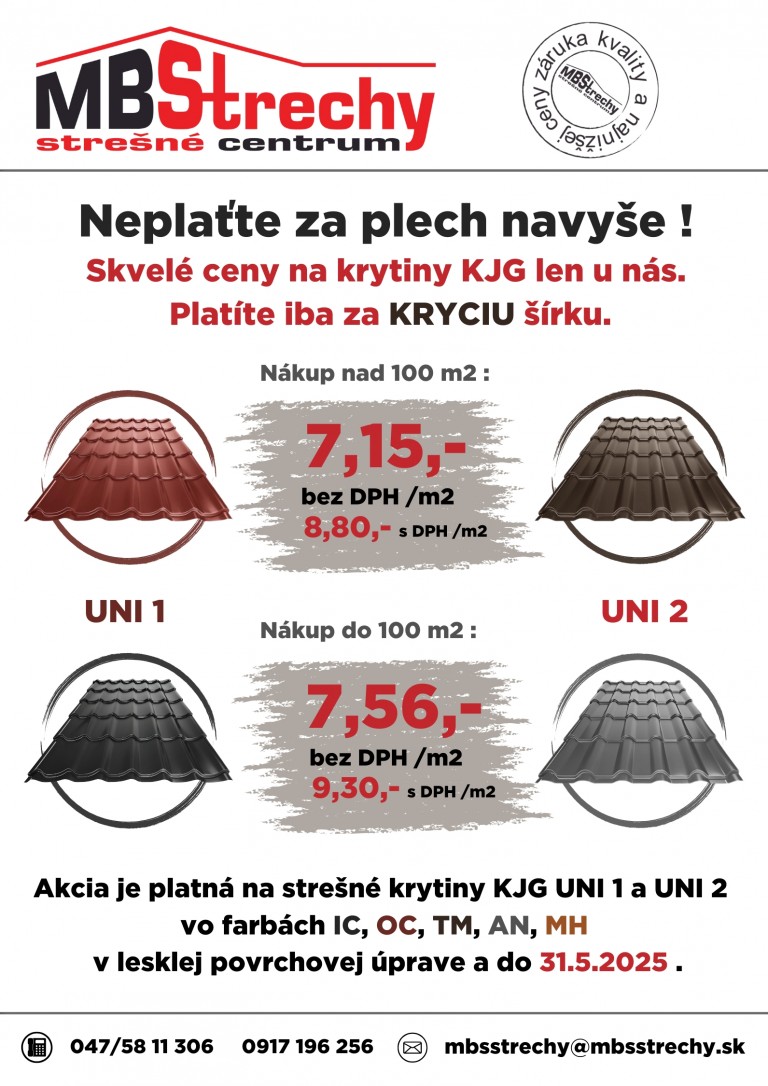 Akcia na strešné kritiny KJG