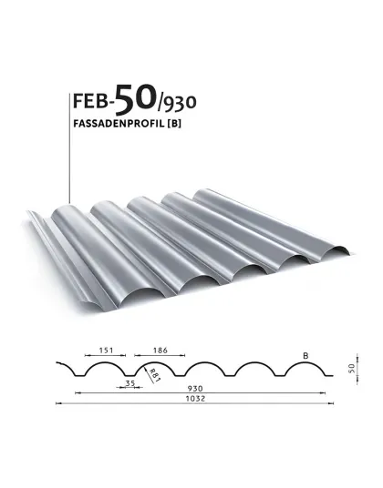 Střešný/fasádny profil FEB - 50/930